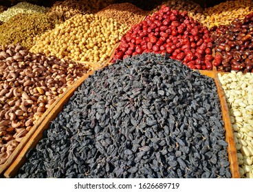 Dried Fruit Is The Main Product In Kashgar Bazaar, Xingjiang.