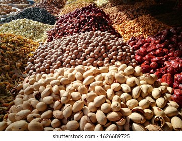 Dried Fruit Is The Main Product In Kashgar Bazaar, Xingjiang.