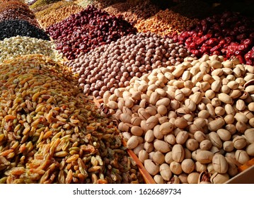 Dried Fruit Is The Main Product In Kashgar Bazaar, Xingjiang.