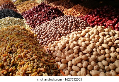 Dried Fruit Is The Main Product In Kashgar Bazaar, Xingjiang.