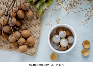 Dried fruit, peeled,Longan in white cup,soft focus