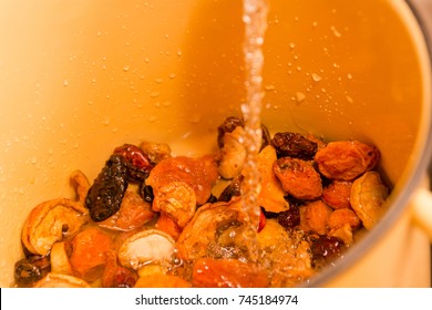 Dried Fruits With Water. The Dry Fruit Cooked In Compote.