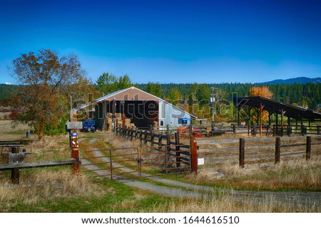 Dried grass frames an old barn along the Teanaway river near Cle Elum in eastern Washington