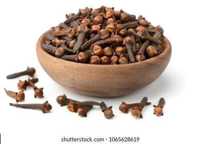 dried herb, dried cloves isolated on white background