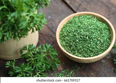 Dried herb parsley leaves