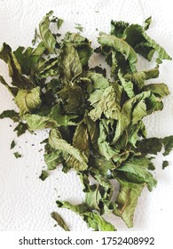 Dried Herbs On A Paper Towel