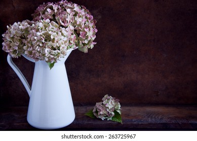 Pink Green Dried Hydrangea Flowers Vase High Res Stock Images Shutterstock