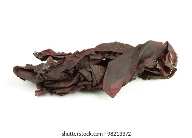 Dried Irish Dulse Seaweed Isolated Over White.