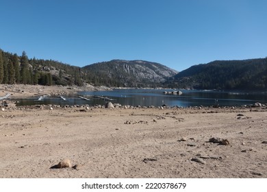 Dried Up Lake Shoreline Of Pincrest Lake, California Drought 