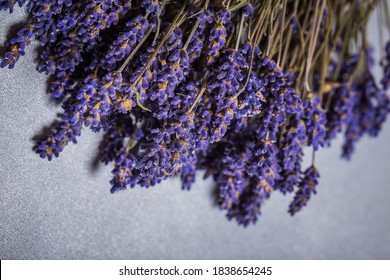 Dried Lavender Bunches On Silver Table