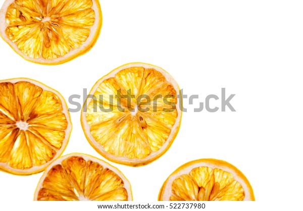 Dried Lemon Slices On White Background Backgrounds Textures