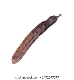 Dried Long Carob Pod Isolated On White Background