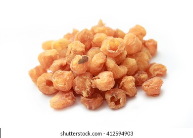 dried longan fruit on white background