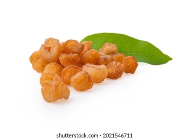 Dried longan on white background