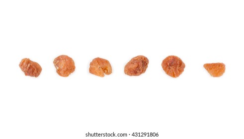Dried longan on white background