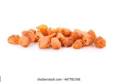 Dried longan on a white background.