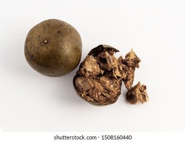 Dried Monk Fruit - Luo Han Guo On White Background