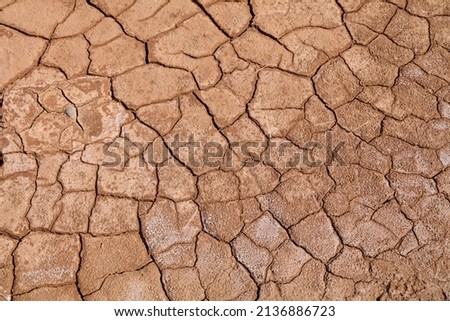 Dried mud surface - dry riverbed background. Drought in Morocco.