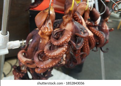 Dried Octopus On Street Vendor's Stall