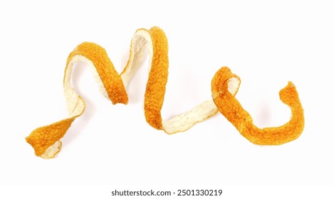 Dried orange peel, curly isolated on white background - Powered by Shutterstock