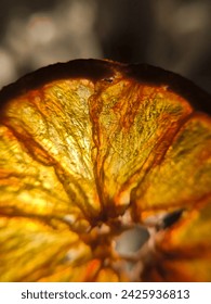 Dried orange slice close up
