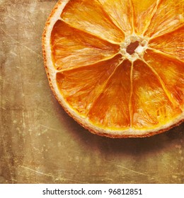 Dried Orange Slice With Grunge Background