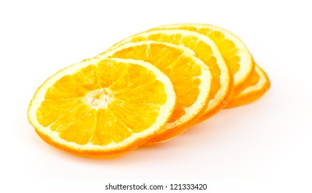 Dried Orange Slices Isolated On White Background