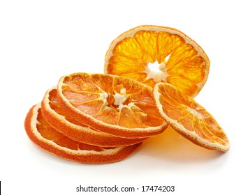 Dried Orange Slices Isolated On White Background