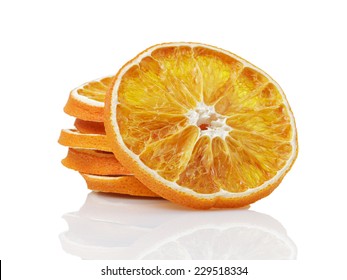 dried orange slices, isolated on white background