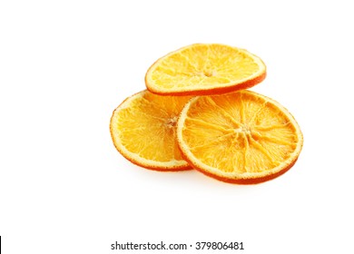 Dried Orange Slices Isolated On A White