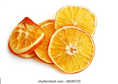 Dried Orange Slices Isolated On White Background