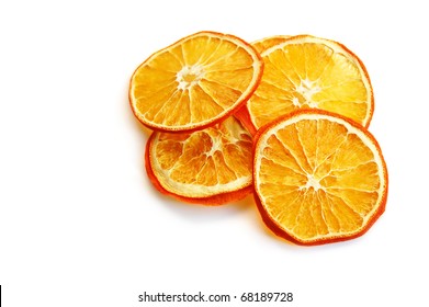 Dried Orange Slices Isolated On White Background