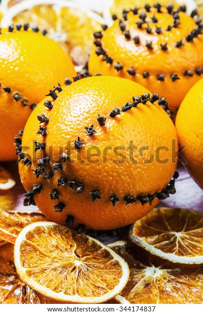 Dried Oranges Oranges Cloves Christmas Decorations Stock Photo