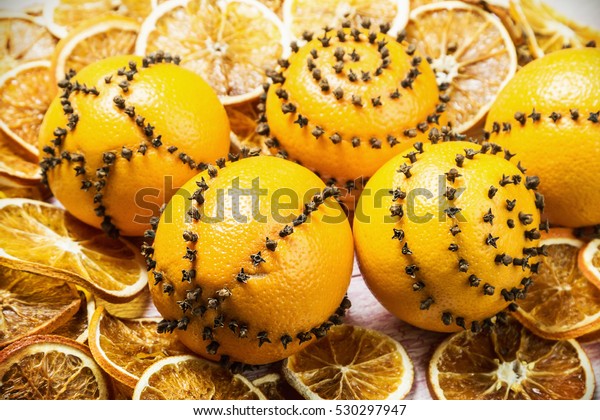 Dried Oranges Oranges Cloves Christmas Decorations Stock Photo