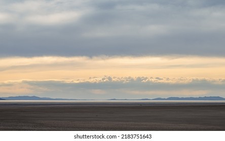 Dried Out Great Salt Lake, Utah. Drought, Global Warming, Climate Change Issues. Receding Water Line. 