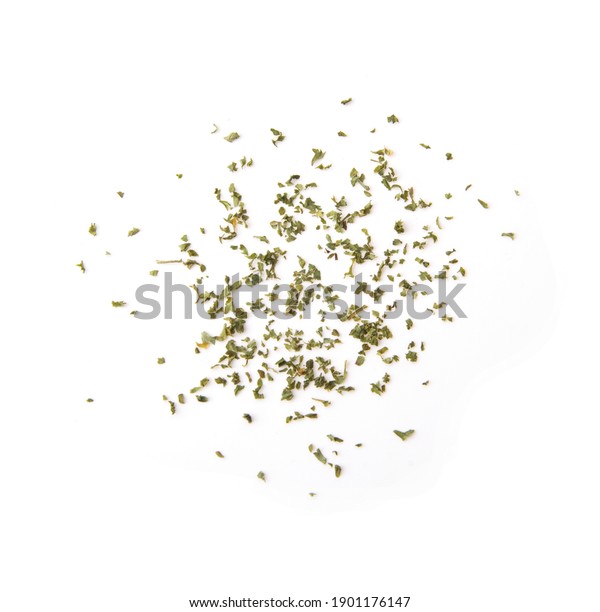 Dried parsley\
isolated on a white\
background