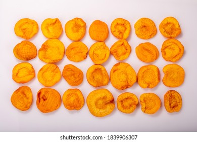 Dried Peach Isolated On White Background. 