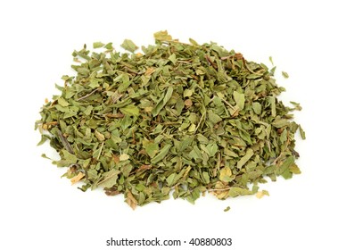 Dried peppermint  tea isolated on the white background