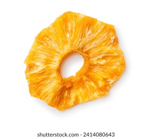 Dried pineapple rings isolated on the white background.