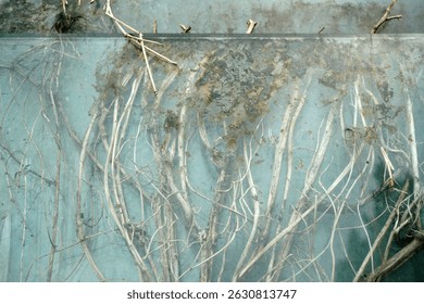 dried plants between two layers of dity glass                               