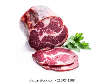 Dried  pork neck isolated on white  - Shutterstock ID 2159241389