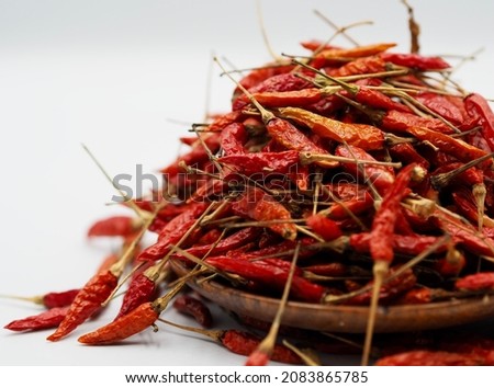  Dried r chilli white background, Dried red Karen chili is traditional Asia chili (Prik Ka Reang) Stock fotó © 