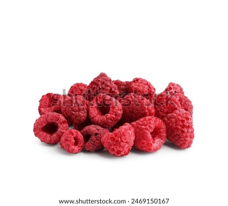 Dried raspberry on white background