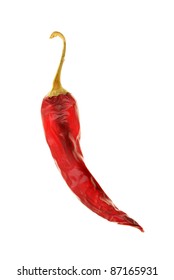 Dried Red Chilli Pepper Isolated Against White