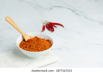 Dried Red Chilli In White Small Bowl