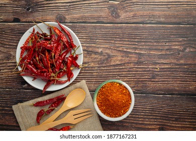 Dried Red Chilli In White Small Bowl