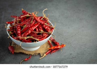 Dried Red Chilli In White Small Bowl