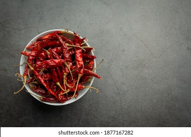 Dried Red Chilli In White Small Bowl