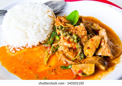 Dried red coconut curry with pork, Thailand food