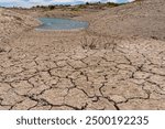 Dried up riverbed during long drought in the southwestern United States.